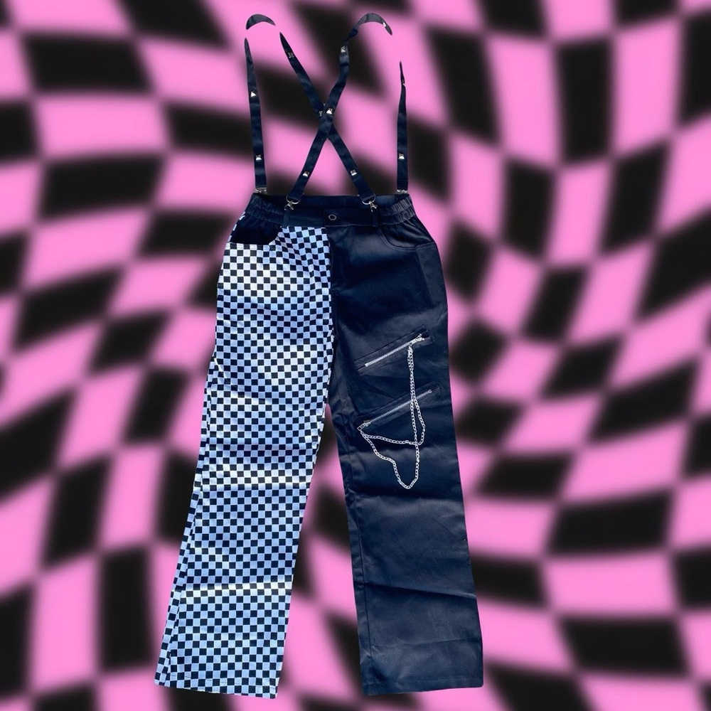 Black and White pants with suspenders